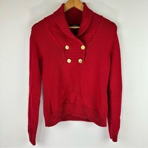 Chaps Women’s Red Preppy Casual Shawl Collar Sweater Size S